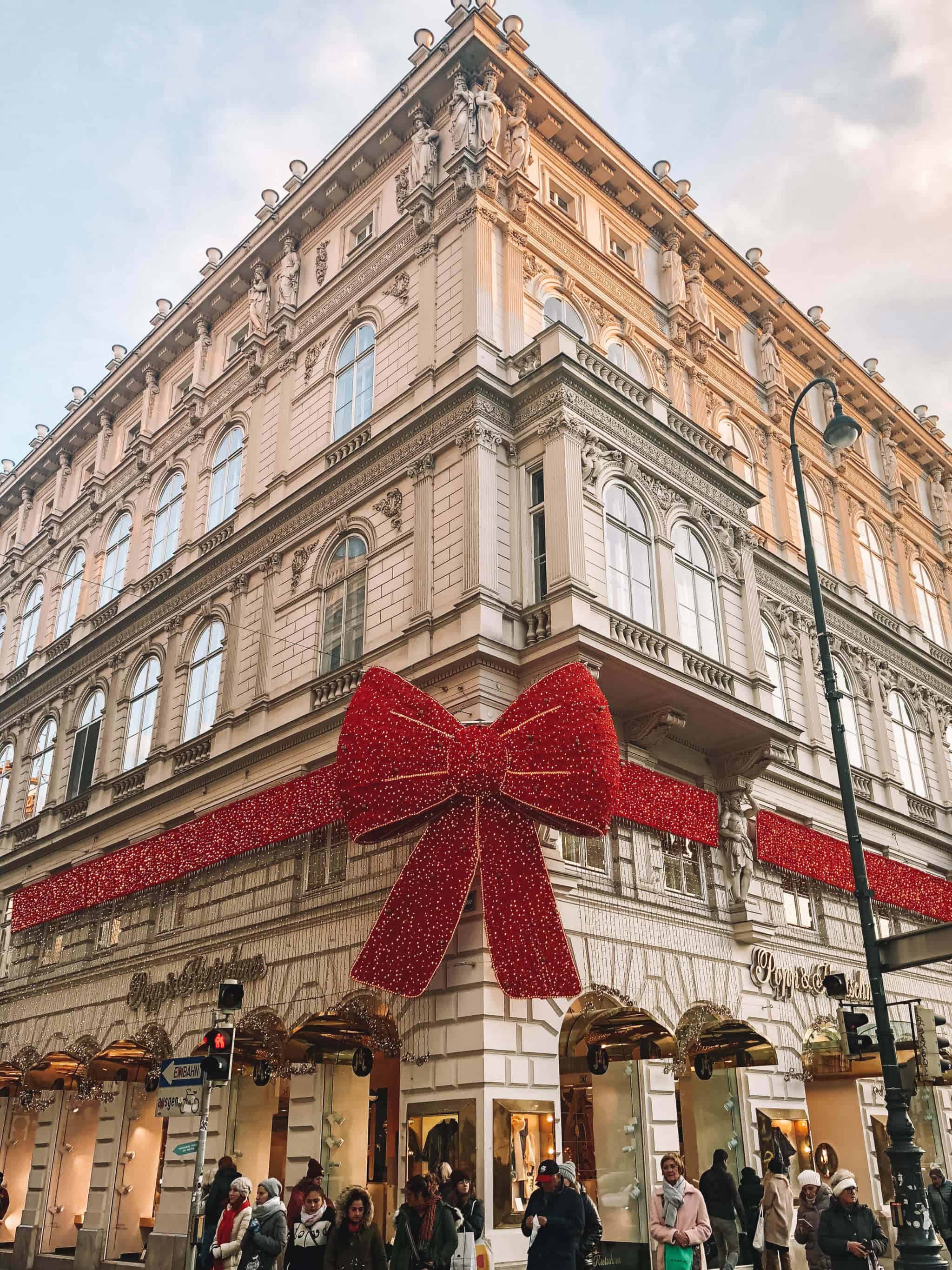Christmas in Vienna with big red bows